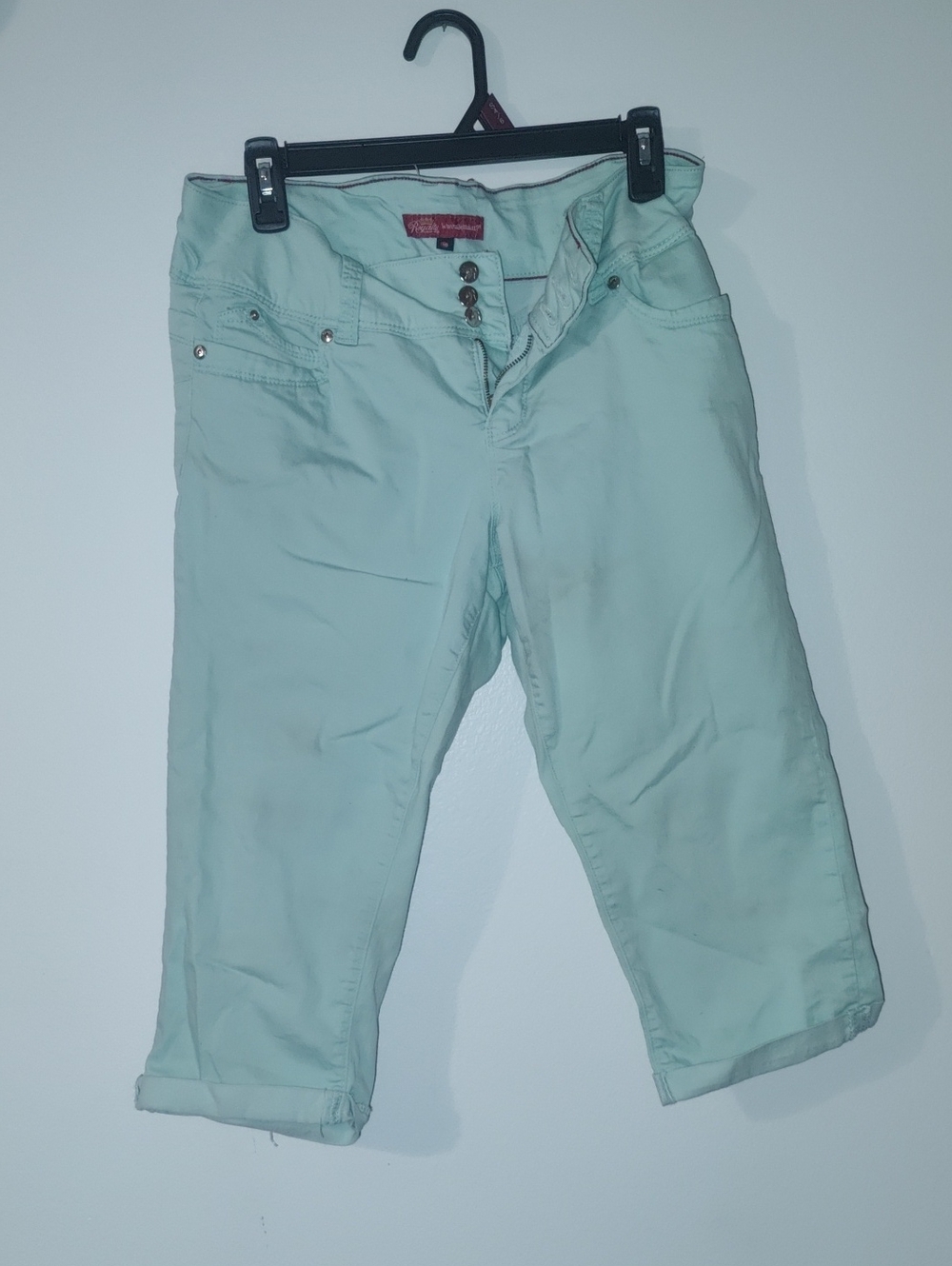 Rhythm. Mint Green Cropped Capri Jeans